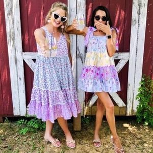 LoveShackFancy Camille Dress Midi Small Floral Tiered Ruffle Babydoll Cotton new